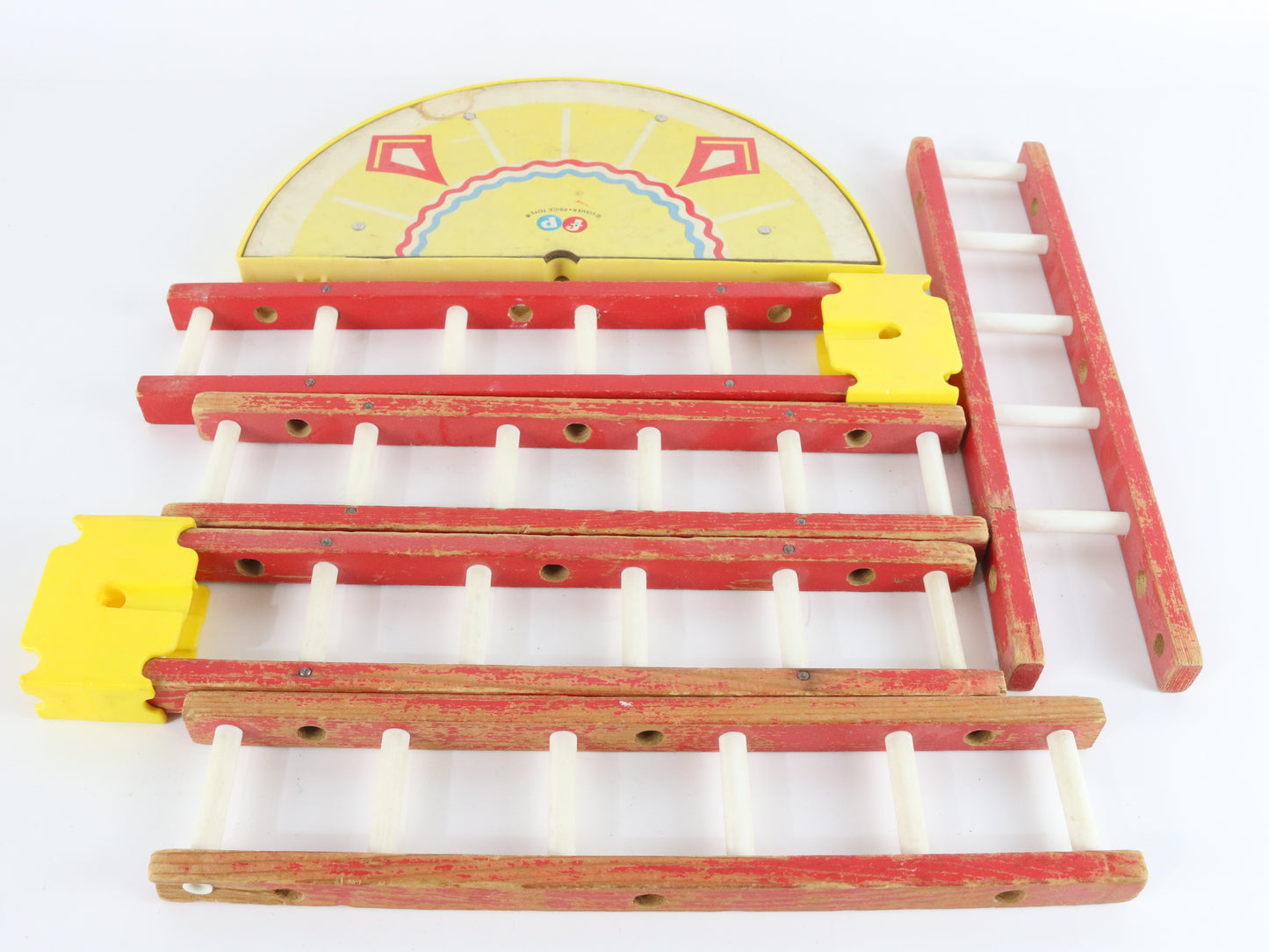 Vintage Fisher Price Circus Wooden Wagon & Animals W/ Misc Parts 15"