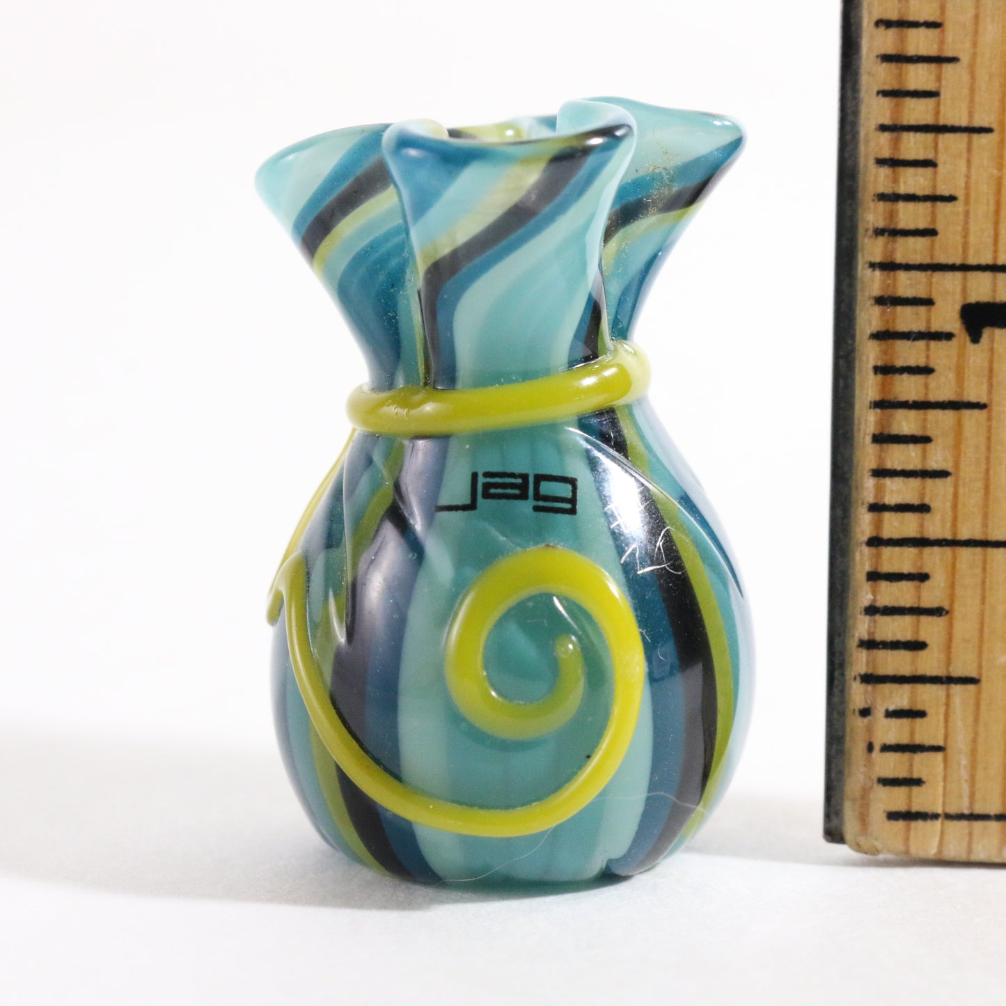 JAG Just Another Gallery Glass Money Bag Blue Yellow #20 1.25"