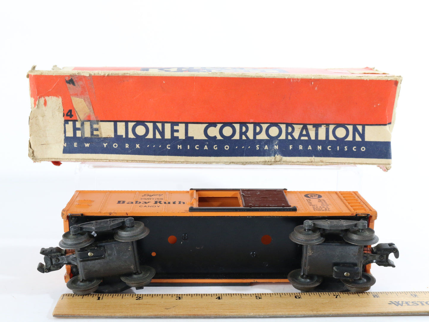 Lionel O Postwar 2454 Baby Ruth Pennsylvania PRR Orange Single Door Boxcar