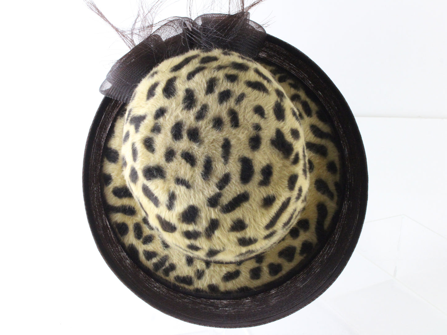 Marzi of Italy Ladies Handmade Animal Print Felt Hat W/ Brown Trim 7 56cm WOW