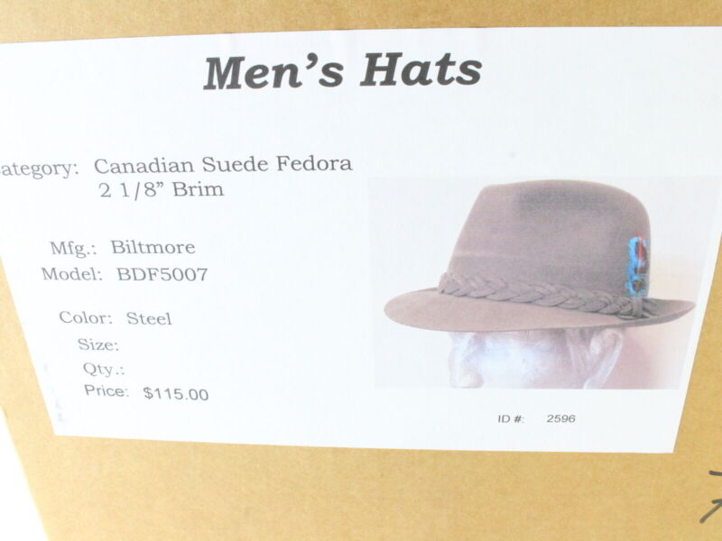 Biltmore Mens Steel Gray Canadian Suede Felt Fedora MULTIPLE SIZES