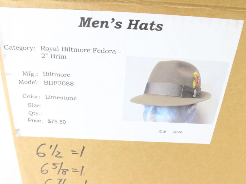 Royal Biltmore Mens Limestone Brown Felt Fedora W/ Feathers MULTIPLE SIZES