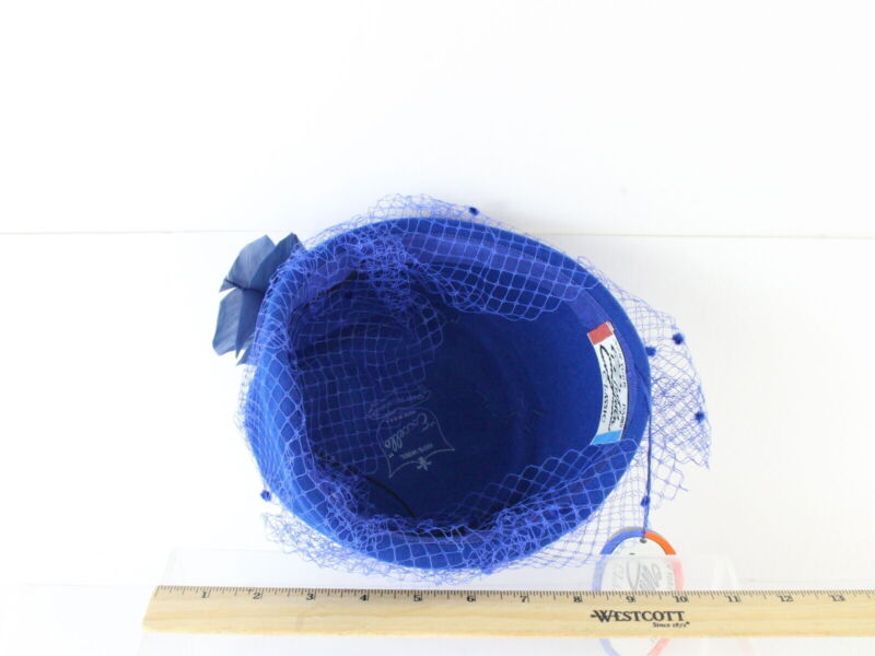 Mr John Classic Ladies Boutique Royal Blue Wool Felt Cap W/ Mesh And Feather