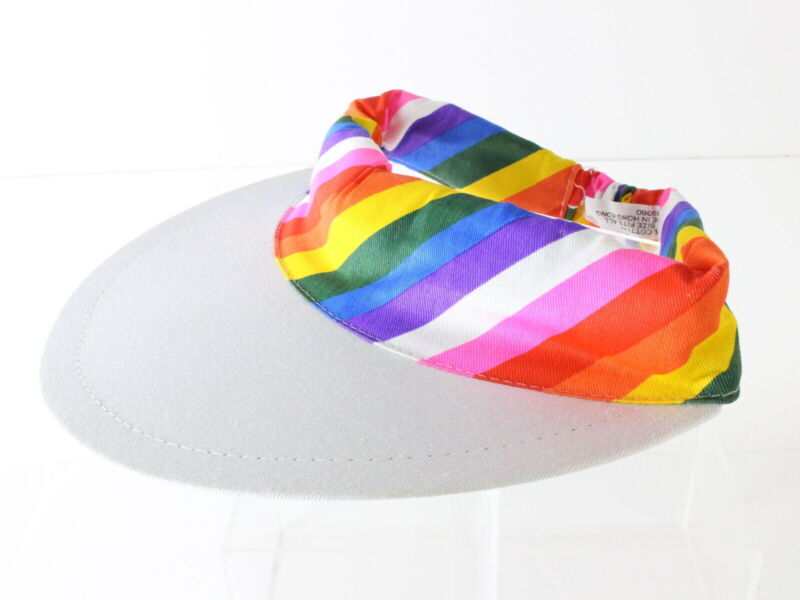 The Field Co Ladies Cotton Multicolored Rainbow Sun Visor W/ White Brim One Size