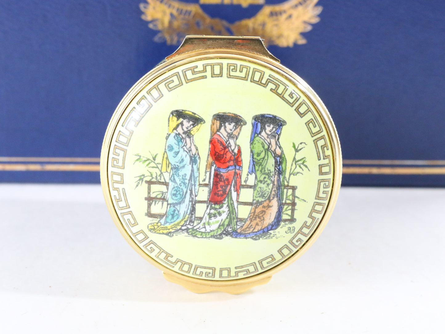 Bilston Battersea Halcyon Days The Mikado Enamel Trinket Box Gilbert & Sullivan