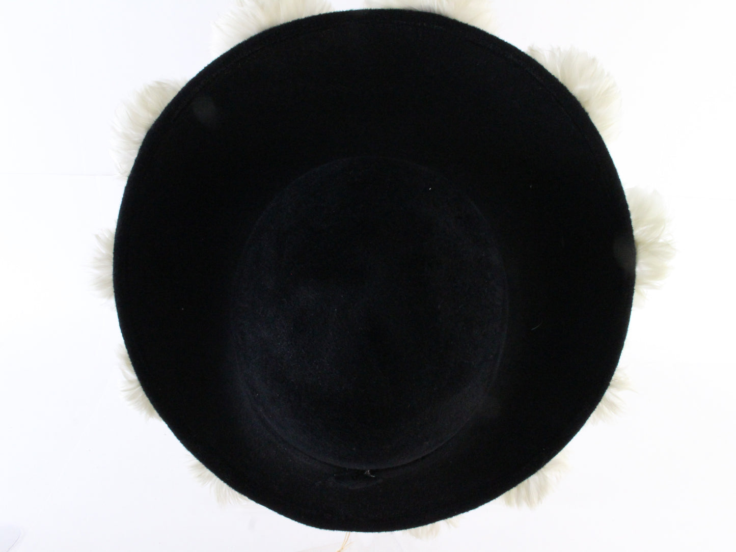 Jack Mcconnell New York Ladies Fancy Black Felt Hat W/ White Flowers 7 56cm