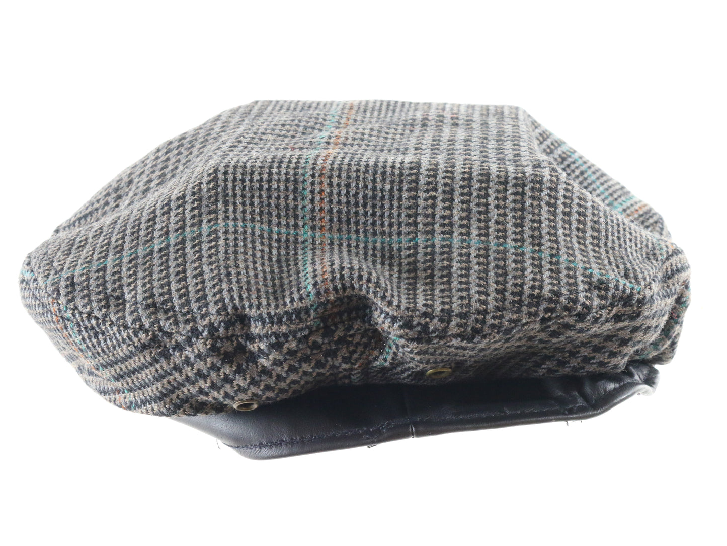 Avalon Classic Mens Gray Plaid Wool Beret W/ Red and Green Stripe S/M