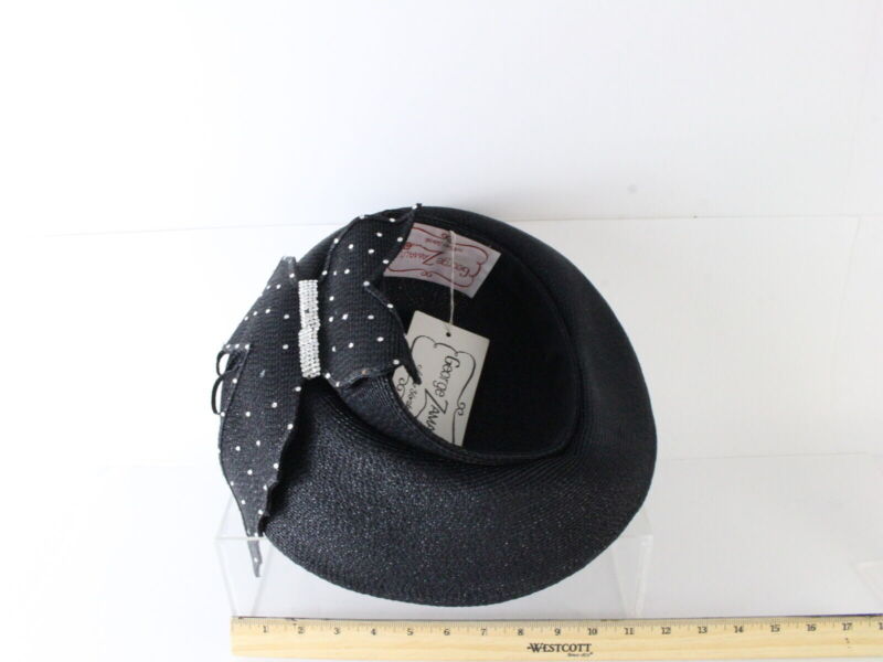 George Zamaul New York Ladies Black Boutique Hat W/ Rhinestones 7 56cm