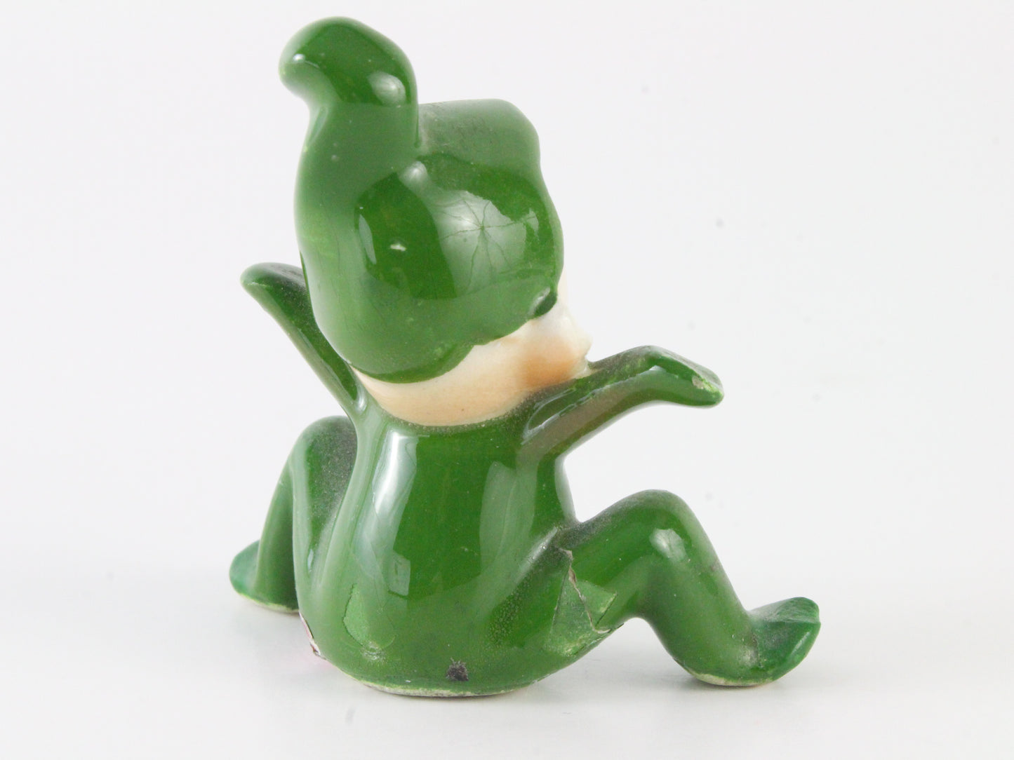 Vintage Pixie Elf Green Seated Ceramic Figure Japan 2 In