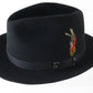 Dynafelt Mens Black Felt STYLISH Fedora W/ Feathers 7 1/4 58cm