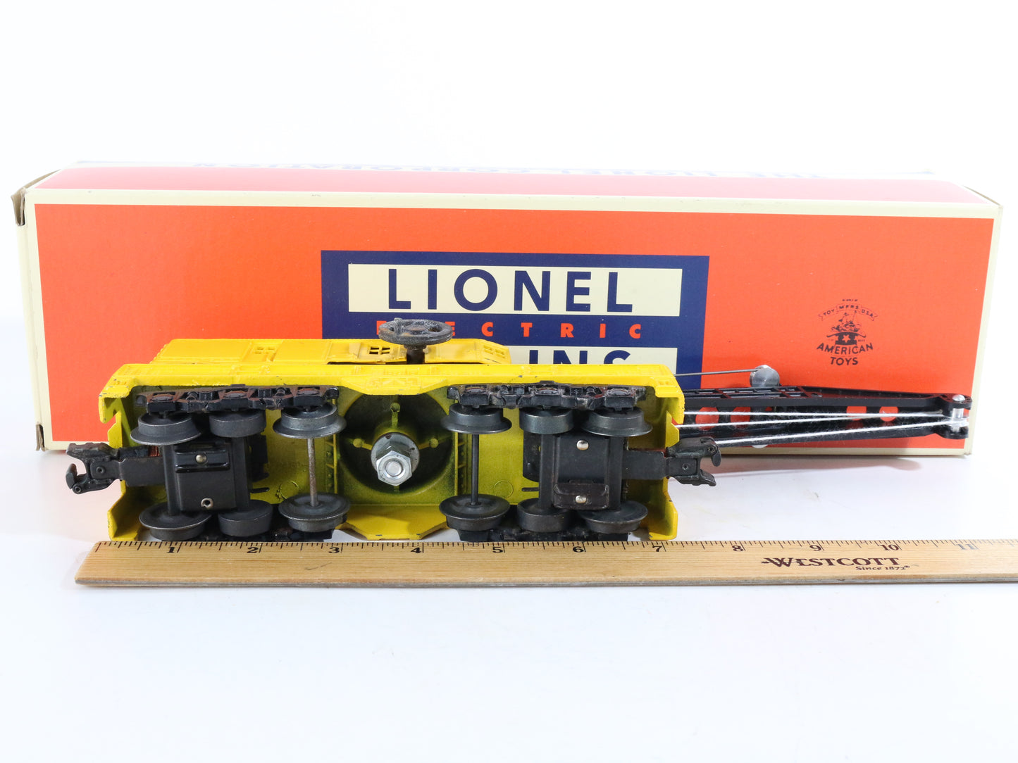 Lionel O Postwar 2460 CUSTOM Yellow Operating Work Crane Car