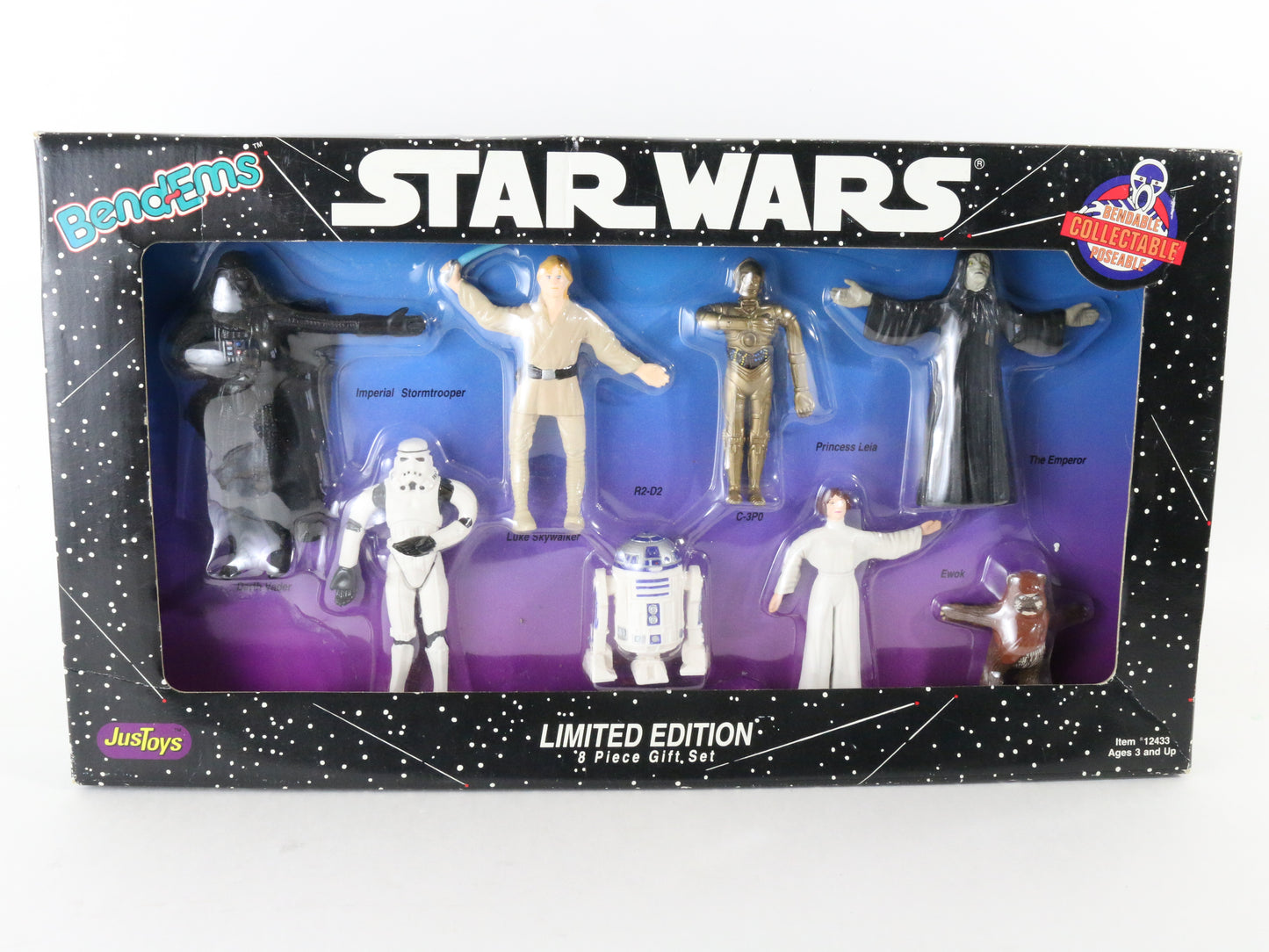 Set Of 8 Star Wars Bendable Action Figures Bend-ems Justoys 12433 1993