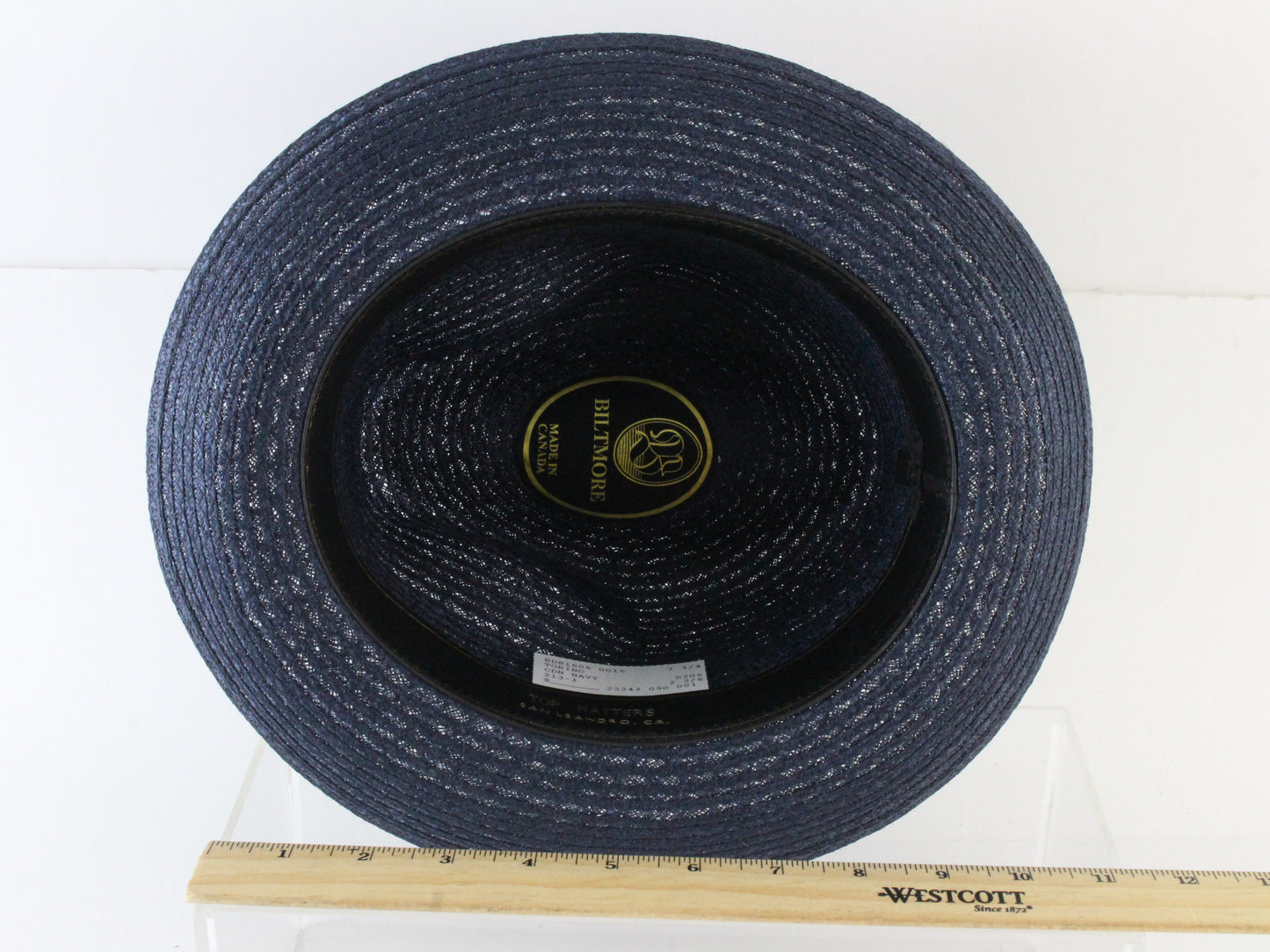 Biltmore Torino Mens Canadian Navy Blue Straw Fedora MULTIPLE SIZES