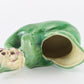 Vintage Pixie Green Leaning Out Of Elf Boot W/ Flower On Head Ceramic 3.25 In