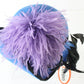 Adolfo II Ladies Azure Blue Felt Boutique Church Hat Purple And Black Feathers