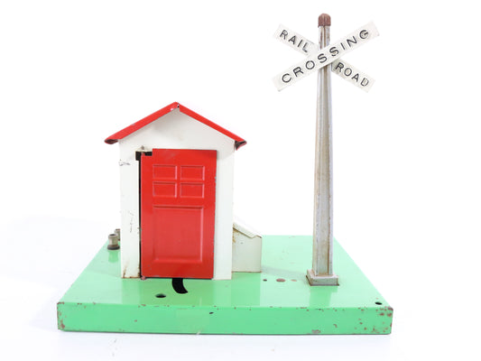 Lionel O Postwar 45n Green Red & White Railroad Crossing Automatic Gateman