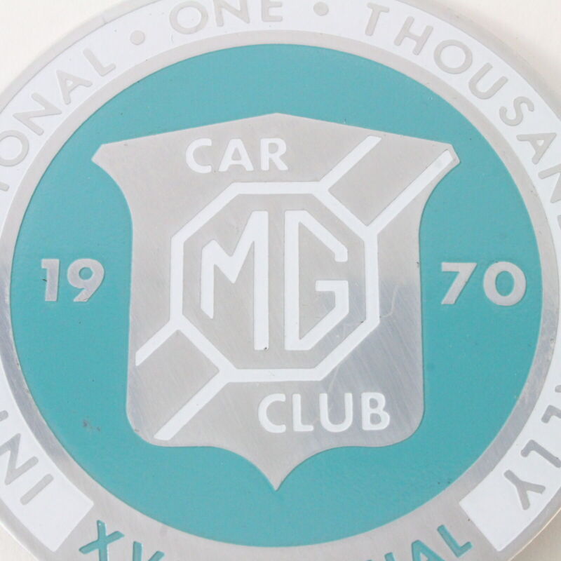 MG Car Club International One Thousand Rally 1970 4.75" Metal Emblem Badge