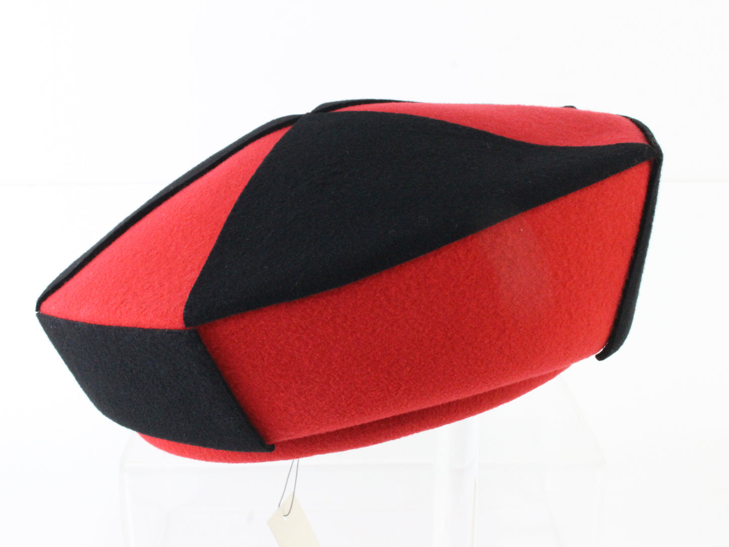 B Michael Red & Black Pill Box Excello Wool Felt Ladies Boutique Hat 7 1/8 57cm