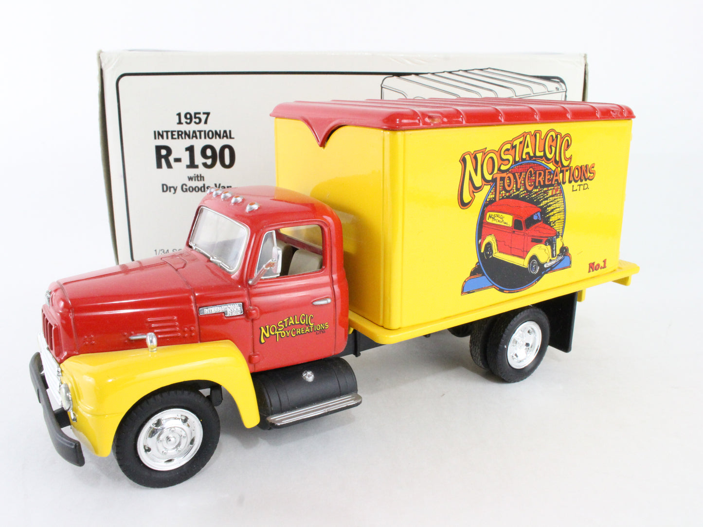 1957 International R-190 W/ Goods Van Nostalgic Toy Creations First Gear 1:34