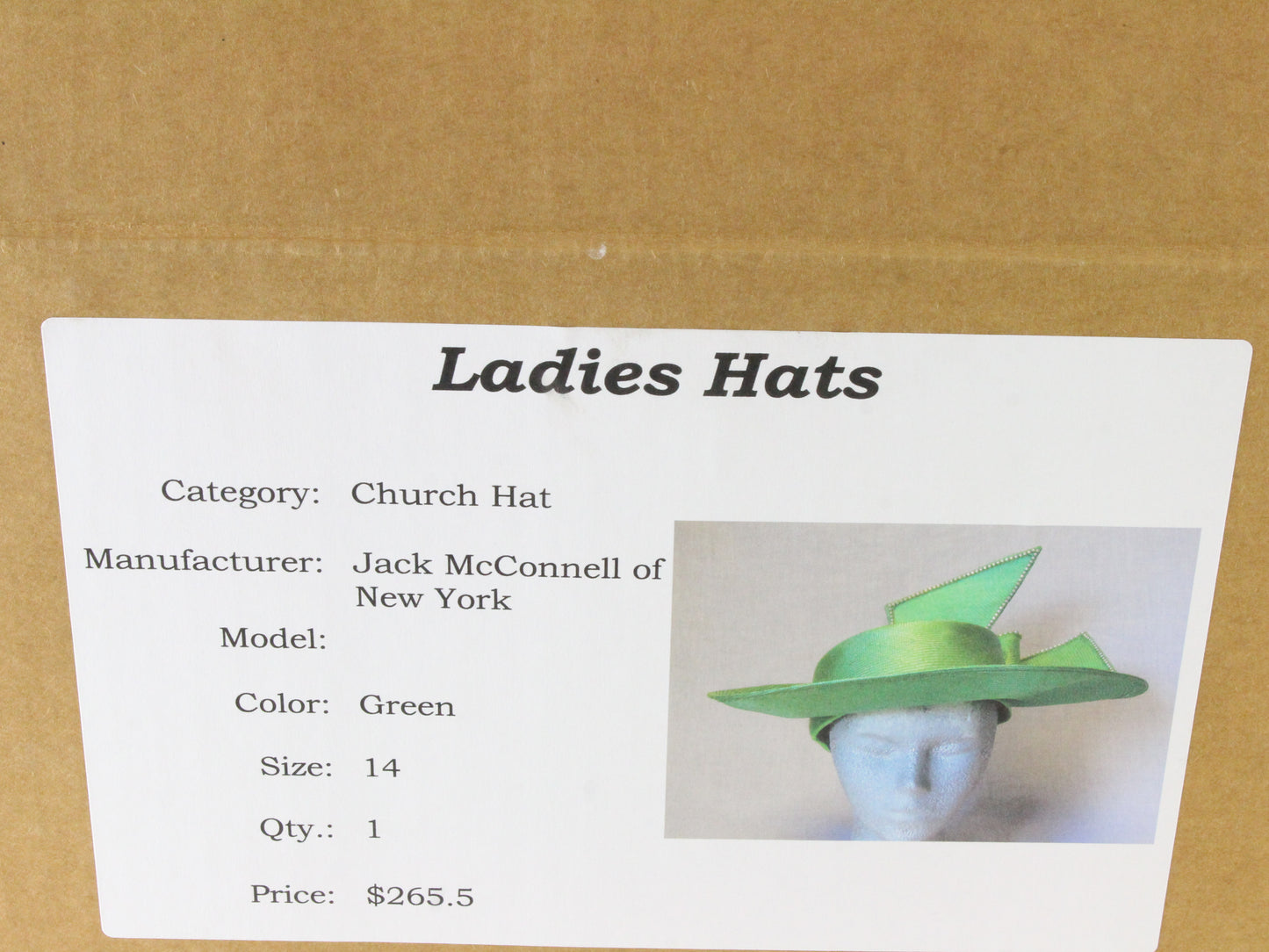 Jack Mcconnell New York Ladies Green Straw Hat W/ Rhinestones 7 1/8 57cm