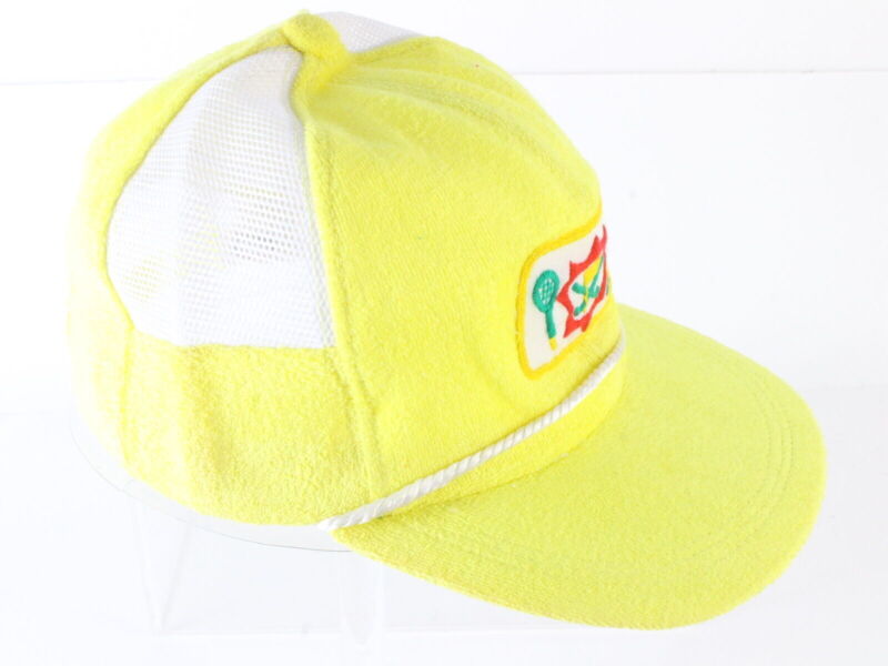 Langenberg Hat Co Mens Cap Yellow Cotton Terry Ball Cap Tennis Emblem One Size