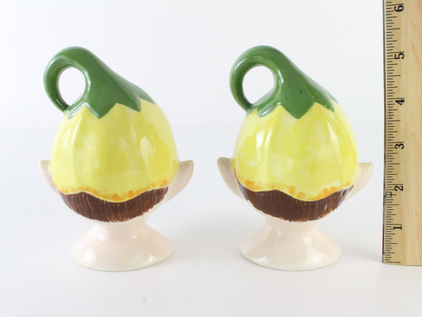 Vintage Pixie With Flower Hat Ceramic Salt & Pepper Shakers Hr Ceramics 5 In