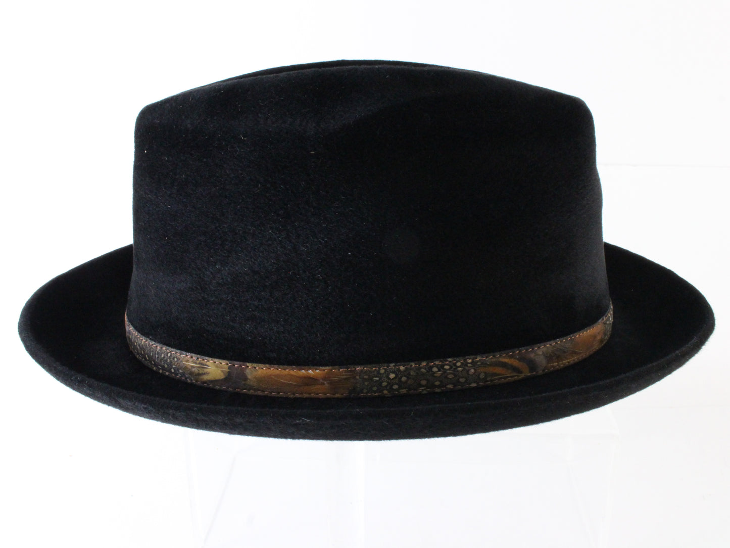 Cavanagh Hats Paddock Mens Black Felt Fedora W/ Brown Feathers MULTIPLE SIZES