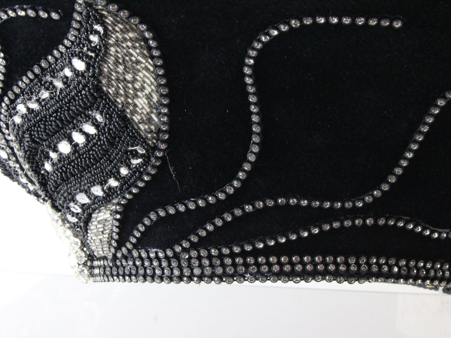 George Zamau'l Couture Ladies Boutique Black Felt Hat W/ Rhinestones 7 56cm