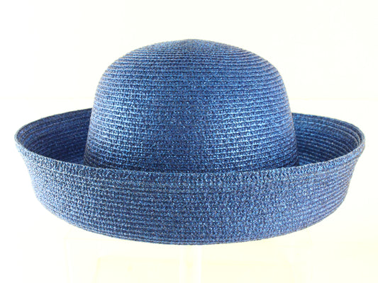 Georgi Ladies Boutique Royal Blue Straw Like Summer Hat 7 56cm