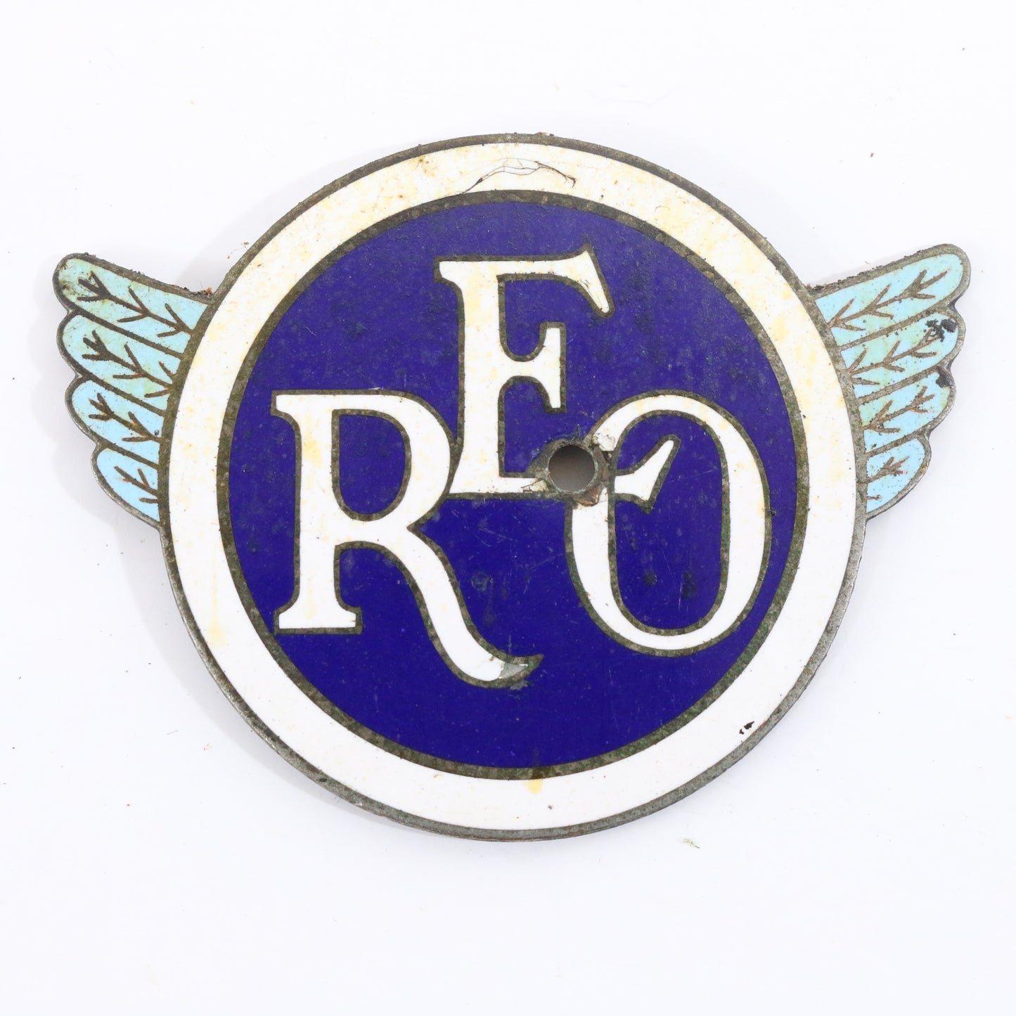 REO Motors SD Childs Chicago 1930s Automobile Emblem Radiator Badge 3"