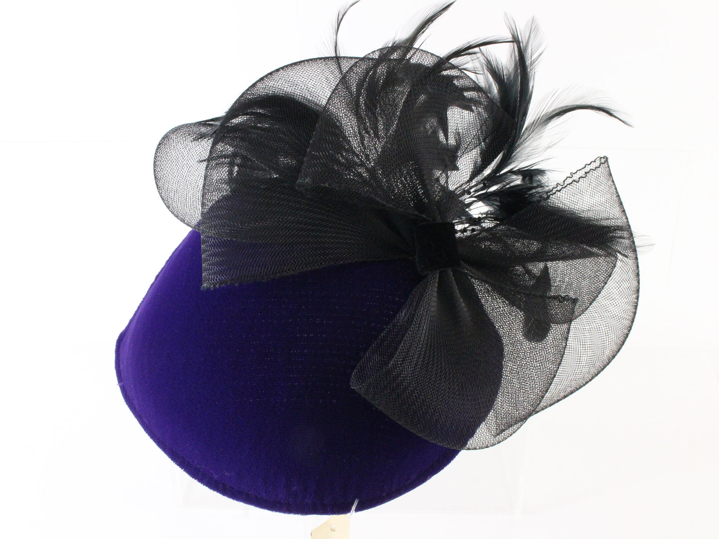 Sonni Of California Ladies Purple Fascinator Hat W/ Black Feathers 30.5cm