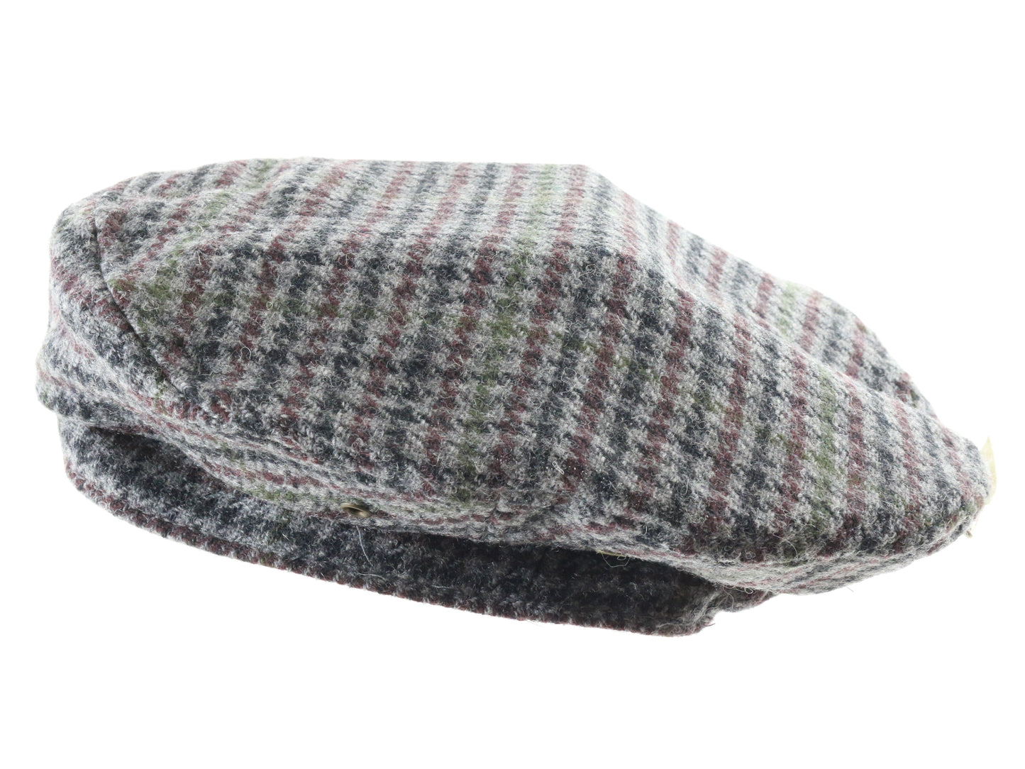 Avalon Classic Mens Gray and Purple Houndstooth Wool Beret S/M