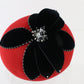 Tim Crawford Red & Black Ladies Boutique Couture Hat Felt 7 1/8 57cm