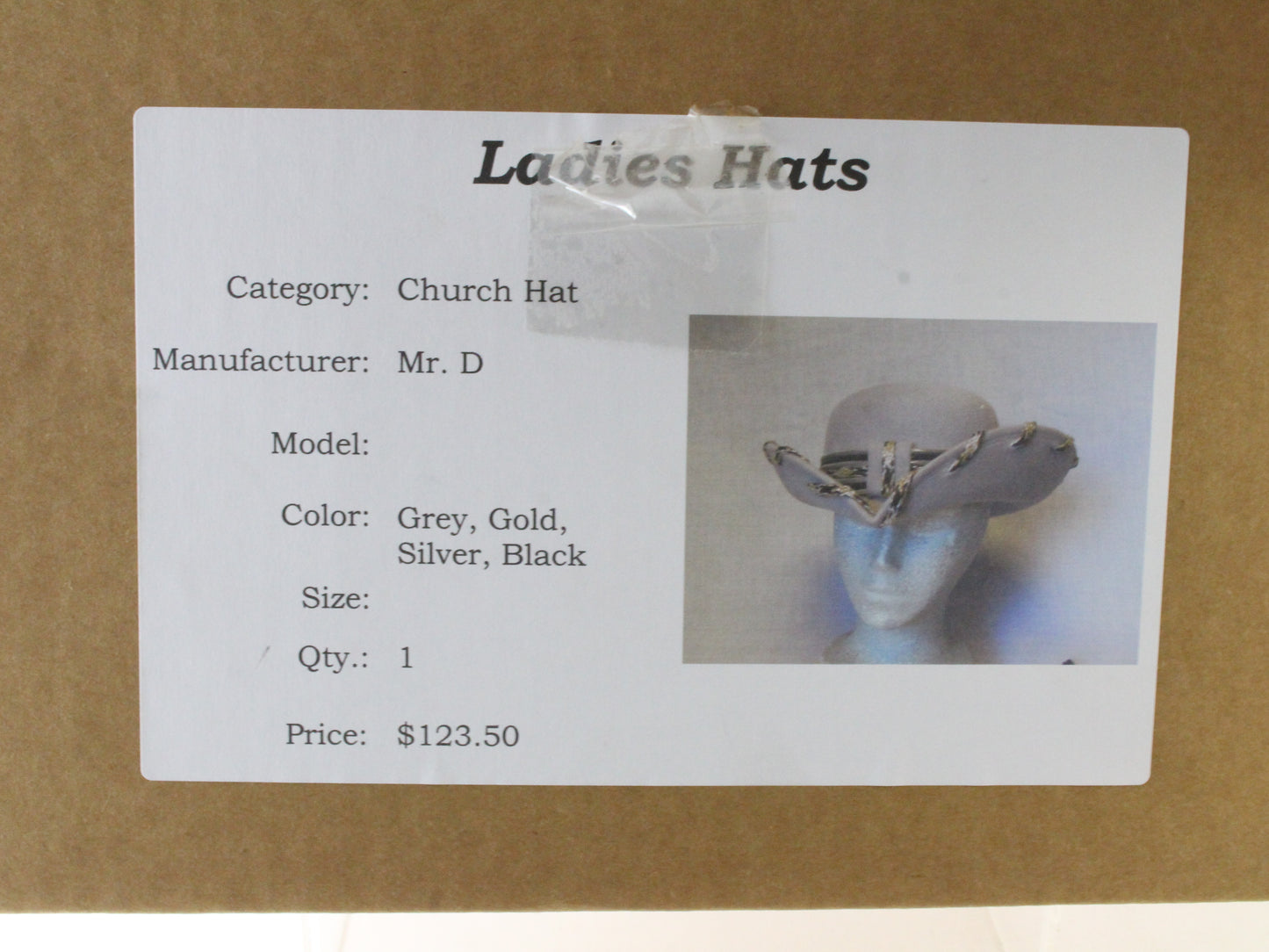 Mr D Ladies Boutique Gray Felt Hat W/ Gold and Silver Accents 6 3/4 54cm