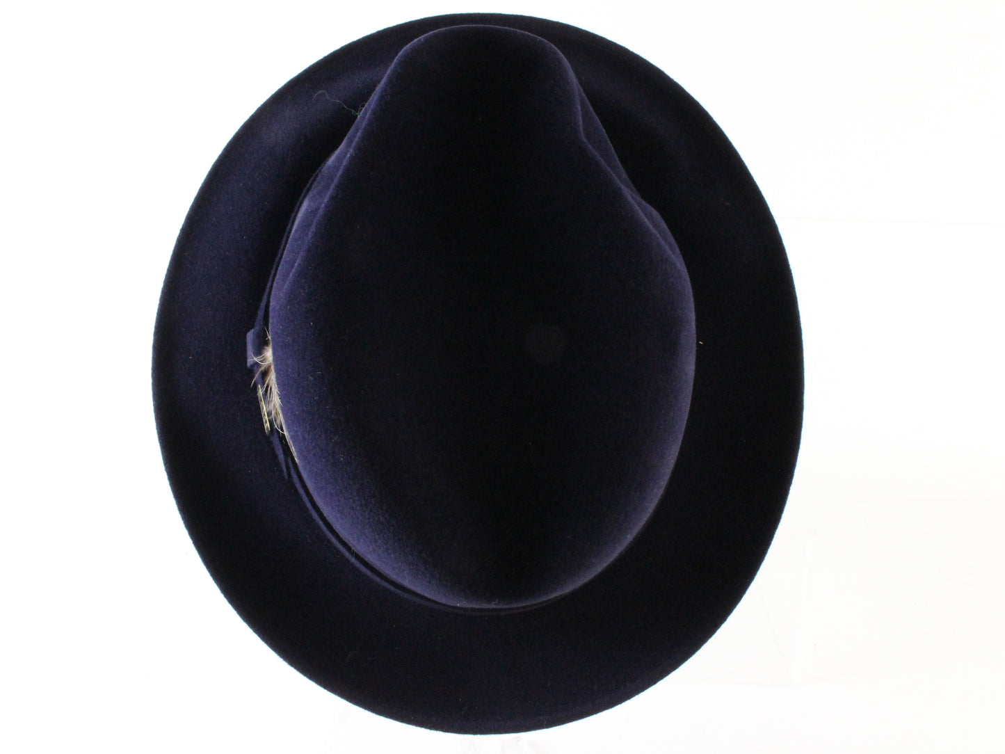 Dobbs Mens Classic Navy Blue Felt Fedora W/ Feather and Pin 7 56cm