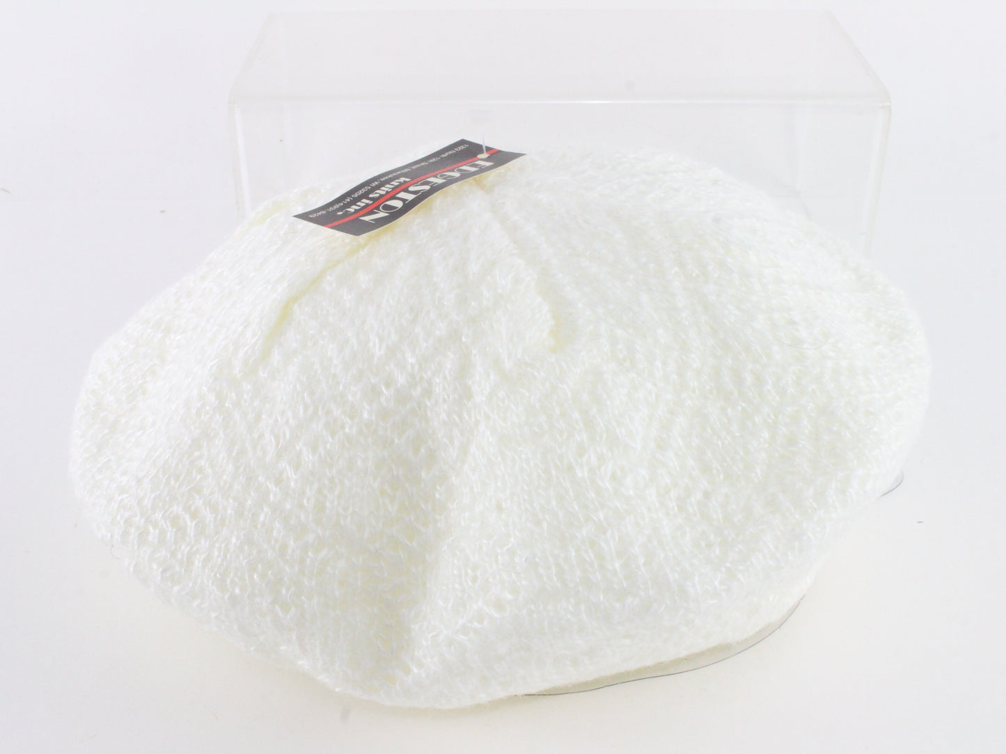 White Edgeston Ladies Hat Wool Knit Boutique Stretch Band Beret Style