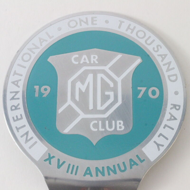 MG Car Club International One Thousand Rally 1970 4.75" Metal Emblem Badge