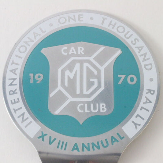 MG Car Club International One Thousand Rally 1970 4.75" Metal Emblem Badge