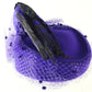 Adolfo II Ladies Purple Wool Felt Cap W/ Mesh And Feathers 6 7/8 55cm
