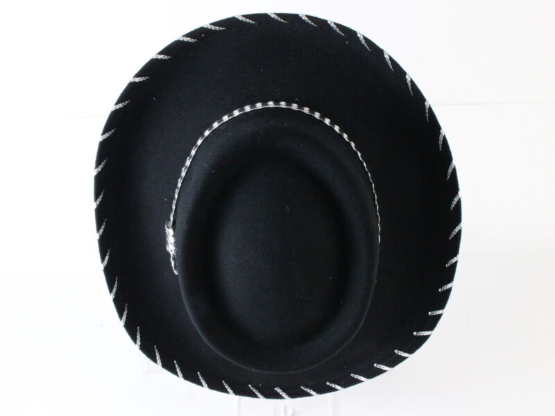 Fiesta Hat Co Waterproof Black Wool Felt Cowboy Cowgirl Hat W/ Silver Band SIZES