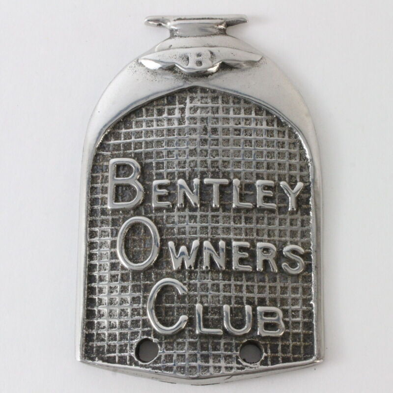 Bentley Owners Club 3.5" Metal Badge Emblem 1920s-1930d Era Silver Plated