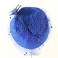 Mr John Classic Ladies Boutique Royal Blue Wool Felt Cap W/ Mesh And Feather