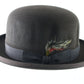Top Hatters Mens Brown Genuine Fur Felt Derby Hat W/ Feather 6 7/8 55cm
