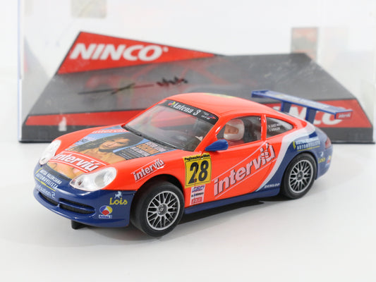 Ninco Slot Car Porsche #28 Interviu Orange & Blue 1:32