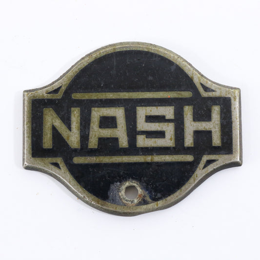 Nash Bonnet Black & Silver Antique Metal Automobile Emblem Badge 2.25"