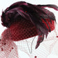 Adolfo Ii Ladies Boutique Red Wool Felt Pillbox Hat W/ Feathers 6 3/4 54cm