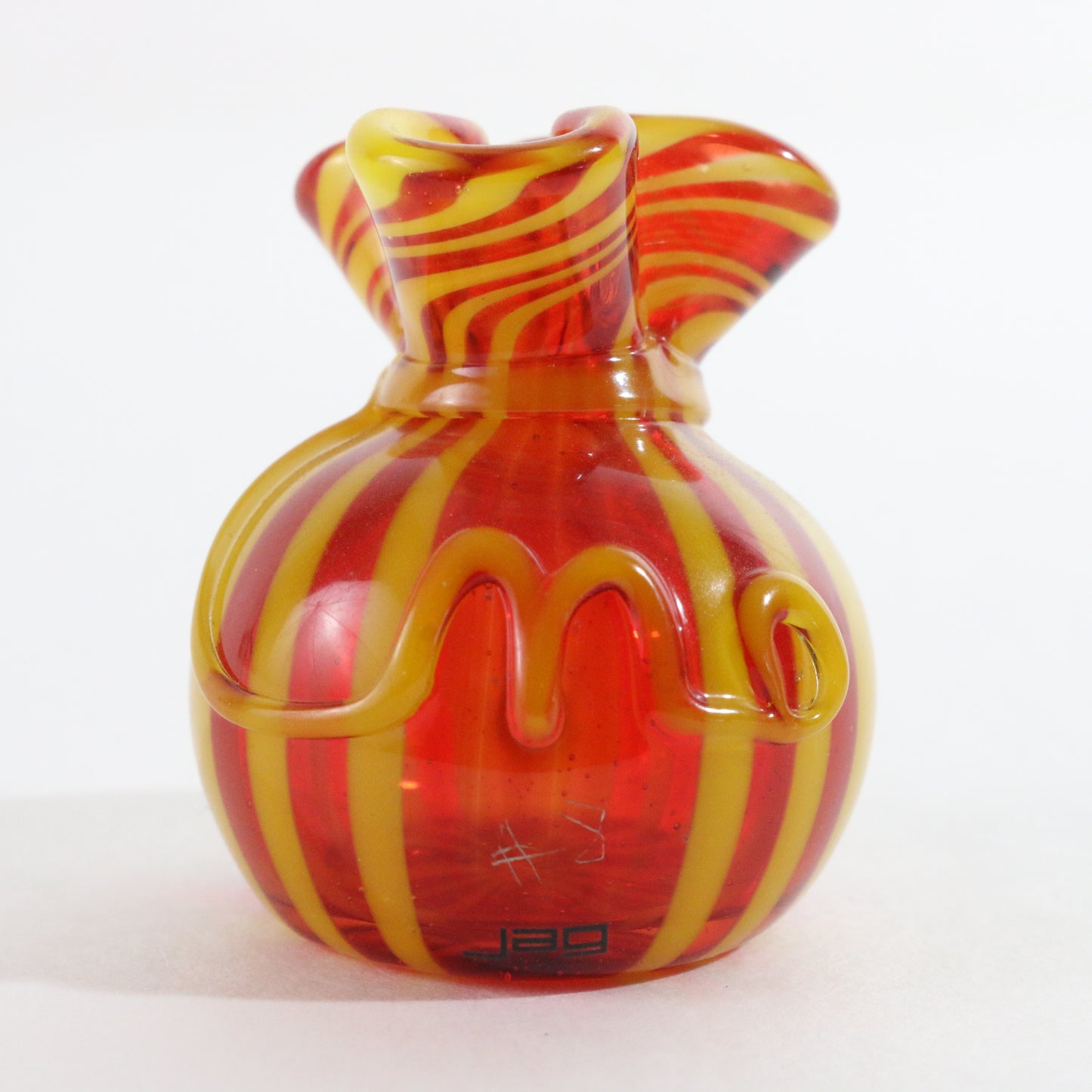 JAG Just Another Gallery Glass Money Bag Red Yellow #3 1.5"