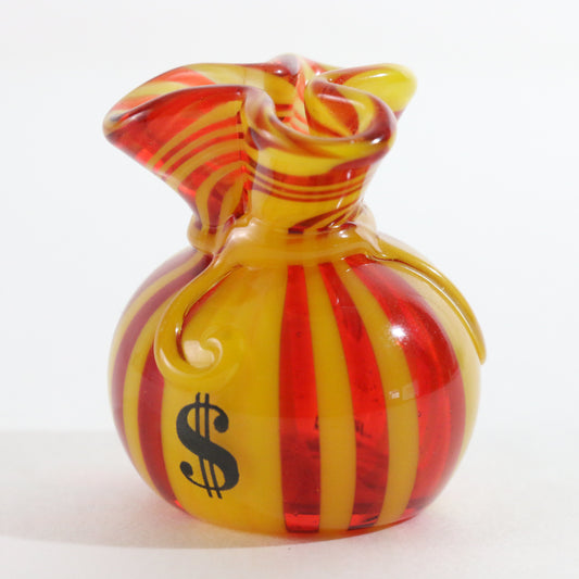 JAG Just Another Gallery Glass Money Bag Red Yellow #3 1.5"