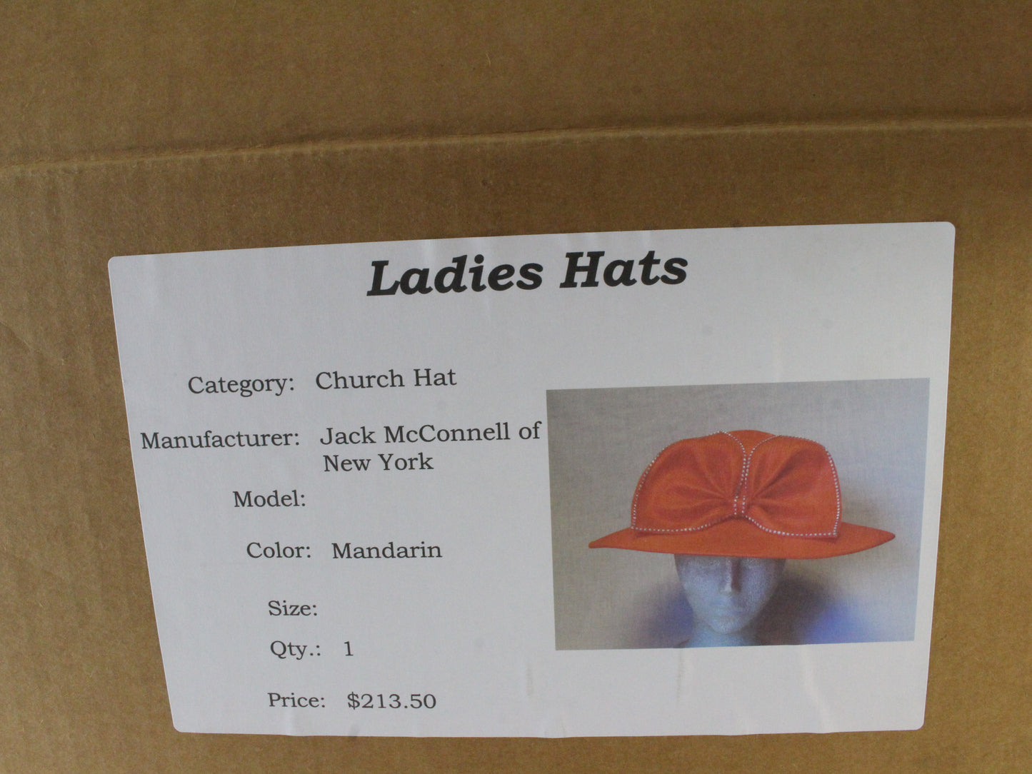 Jack Mcconnell New York Ladies Mandarin Orange Straw Like Hat W/ Bow 7 1/8 57cm