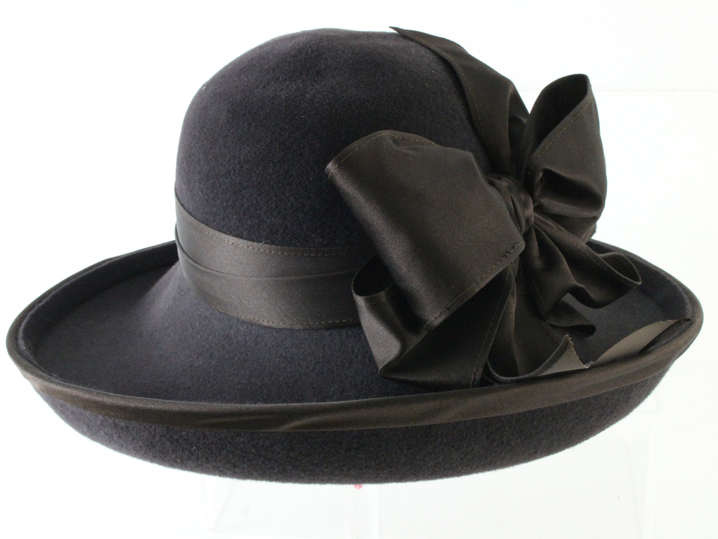 Frank Olive the Gold Standard Ladies Brown Valore Felt Hat W/ Bow 6 7/8 55cm